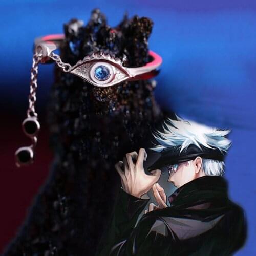 Japan Anime Jujutsu Kaisen Gojo Satoru Eye 925 Sterling Silver Adjustable Finger Ring For Men Cosplay Jewelry Accessory Gifts