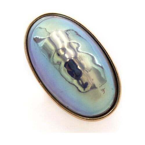 Light Yellow Gold Color Oval Pearl and Shell Resizable Finger Ring for Women Ethnic Style Jewelry