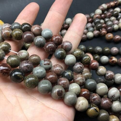 1 Strand Lucky Picture Stone Beads 4 6 8 10 12mm Pick Size Round Natural Jewelry Findings DIY Accessories Loose Bead Hand Made