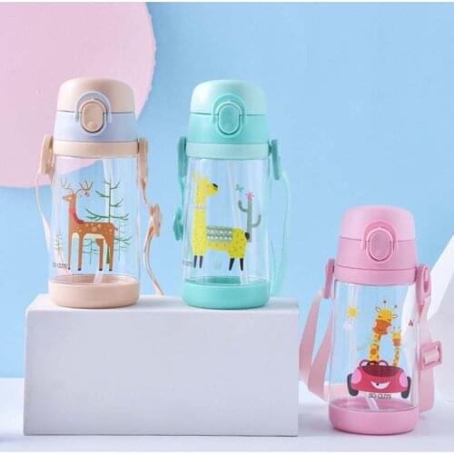 1Pcs Baby Kids Children Cartoon Animal School Drinking Feeding Water Straw Bottle Straw Sippy Cup 500ml