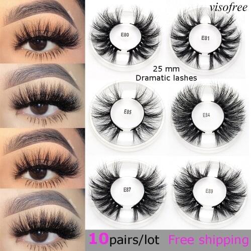 10pairs/lot visofree lashes mink 25mm Cruelty free Reusable makeup Dramatic Eyelash Thick False Eyelashes set wholesale In bulk