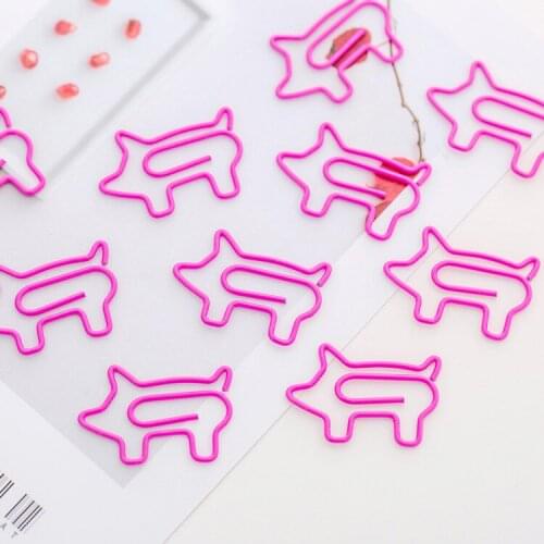 100 pcs Cute Creative Animal Pink Piggy Book Markers Girl Cardiac Student Paper Clip Learning Office Receiver Bookmark Metal