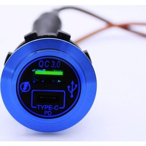 12-24V Aluminum Fast Charge QC3.0 USB Type C Car Charging Power Adapter Fast Quick Charging Car Charger