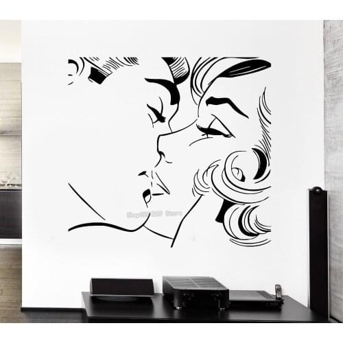 3D New Couple Kiss Wall Stickers Kissing Couple Romantic Love Decoration For Pop Art Bedroom Living Room Removable Murals YY471