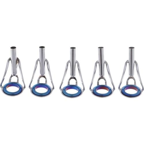 Stainless Steel 5pcs 5 Size Fishing Rod Guides Tip Top Set Ceramic Rings Spinning Rod Repair
