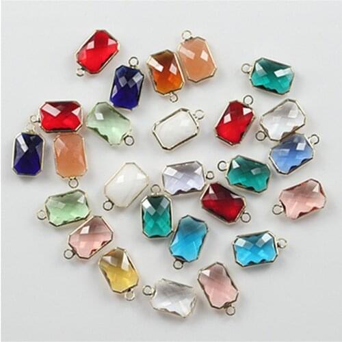 50pcs 10x14mm Faceted Square Shape Crystal Glass Beads for DIY Jewelry Making Charm Glass Bead Connector for Jewelry Finding