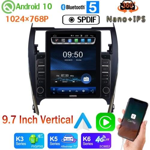 9.7" Vertical Style Car Media GPS Android 10 360 Camera Radio For Toyota Camry 2012- 2014 USA & Mid-east version PX6 4+64G DSP