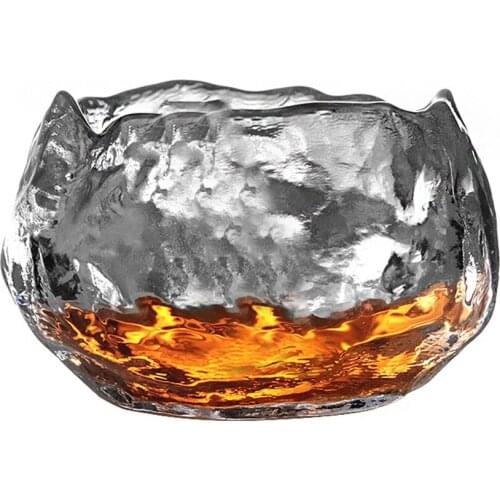 Irregular Glass Tea Cup Kung Fu Japanese Cup Coffee Afternoon Tea Set For Kitchen Drinkware Transparent Hammer Cups Coasters