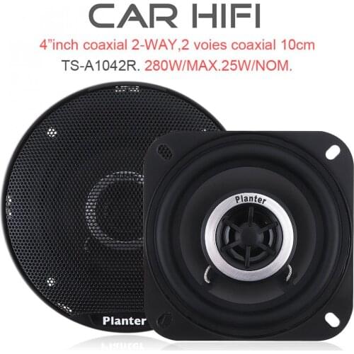 TS-A1042R 2pcs 280W 4 Inch Car HiFi Coaxial Speaker Vehicle Door Auto Audio Music Stereo Full Range Frequency Speakers for Cars