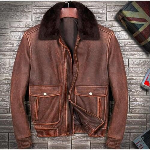 Free shipping.Brand men winter warm thick cowhide Jackets,mens genuine Leather vintage jacket.classic plus size coat.quality