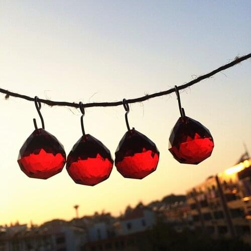Free Rings )10pcs/lot 20mm Red crystal Glass chandelier Ball,crystal Faceted ball for Crystal Beads curtain pendants