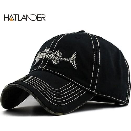 HATLANDER High quality washed cotton best cap underbill camo fishmen baseball cap adjustable good cap and for men and women