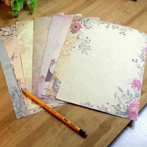 10 Sheets/set Vintage Message Writing Letter Paper Creative Flower Pattern Letter Pad Student Paper Letter For Office School