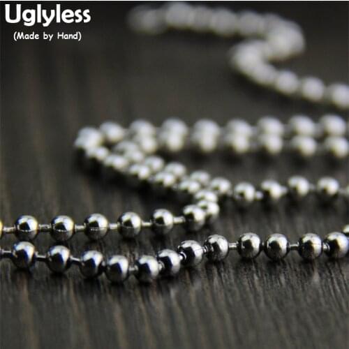 Uglyless Real S925 Sterling Silver Beading Chains Unisex Necklaces without Pendants Women Men Handmade Beads Accessories Jewelry