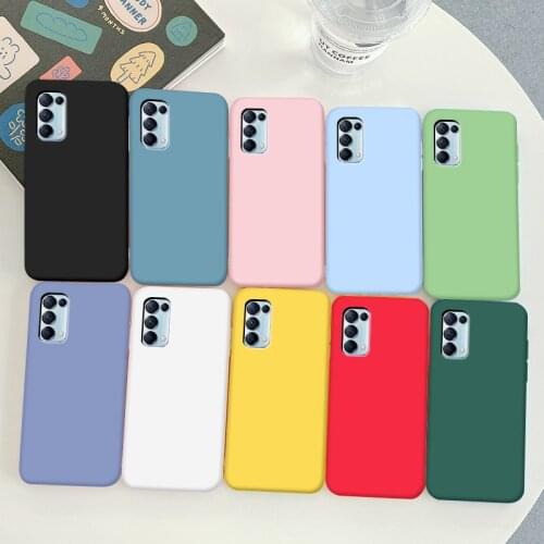 For OPPO Reno 5 Case Soft TPU Silicone Simple Macaron Colors Candy Black Simple Phone Back Cover