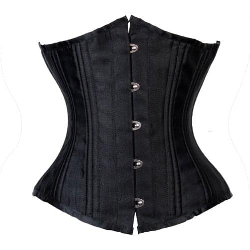 Steampunk Black Satin Underbust Corset Bustier Top Sexy Burlesque Vintage Corselet Korsett For Women Gothic Clothing Corsetto
