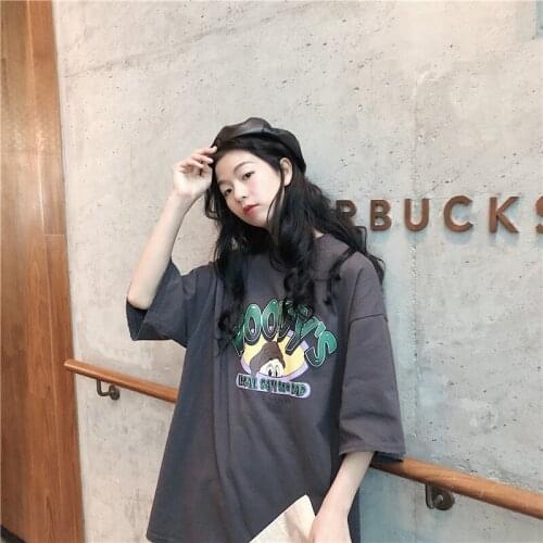 Summer Clothing Girls T-Shirts Women Cartoon Printing Leisure Soft Loose Streetwear Tees Womens Funny T Shirt Female Harajuku