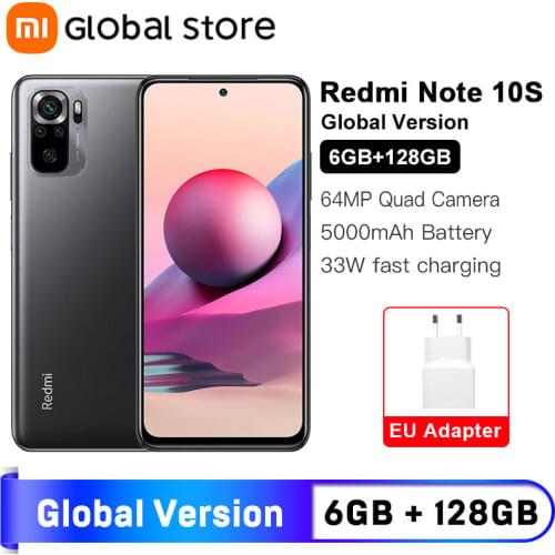 Global Version Xiaomi Redmi Note 10S 6GB 128GB Smartphone Helio G95 6.43" AMOLED DotDisplay 5000mAh 33W 64MP Quad Camera