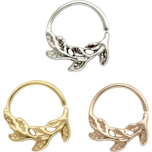 JHJT 1/3 PCS Nose Ring Septum 316L Stainless Steel Hinge Segment Nose Leaf Hoops Cartilage Earrings Body Piercing