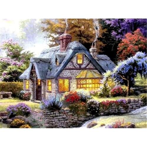Diamond Embroidery House Handicraft Full Drill Diamond Painting Landscape Mosaic Garden Picture of Rhinestone Wall Art