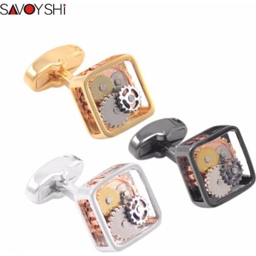SAVOYSHI Brand Jewelry 3 Styles Classic Gear Cufflinks For Mens Shirt Cuff Buttons High Quality Business Cufflinks Party Gift