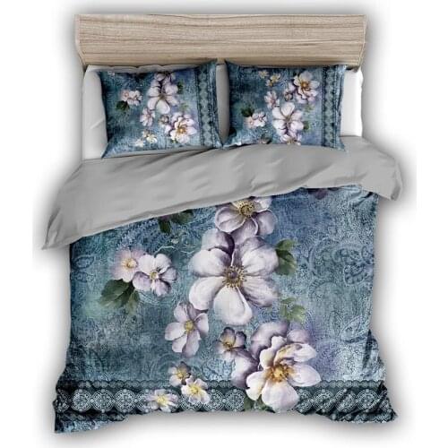 Bedding Set Chinese ink painting, peony, rose Morning glory Chinese style 2/3pcs soft Duvet Cover Sets Pillowcase for child