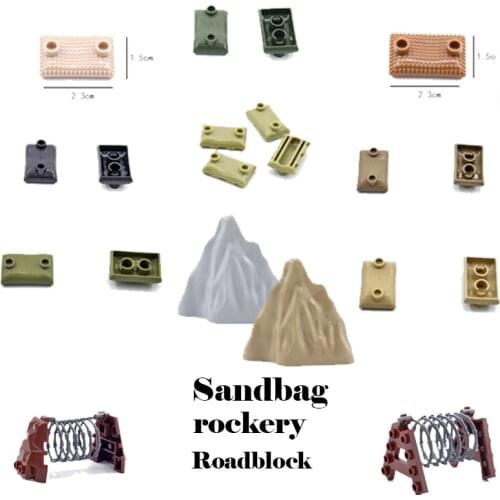 WM Block MOC Military Rockery Sandbag Roadblock Model Arms DIY Accessories Building Blocks Educational Toys For Children Gifts