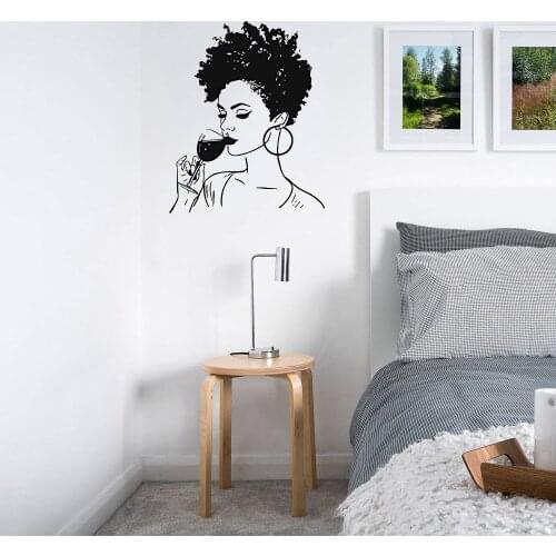 Beautiful African Women Wall Stickers Imprint African Girl Decal For Beauty Salon Wall Art Wall Wallpapers Vinyl DW7328