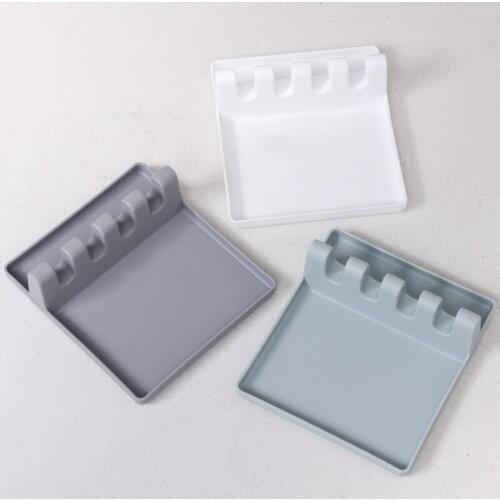 Kitchen Spoon Holders Fork Spatula Rack Shelf Organizer Plastic Spoon Rest Chopsticks Holder Non-slip Spoons Pad Kitchen Tool