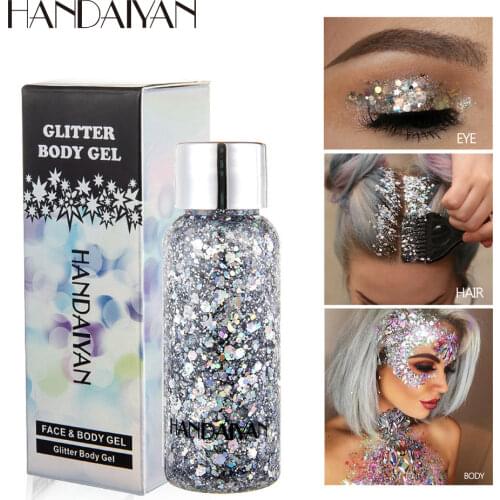Body & Face Laser Flash Powder Makeup Art Eyes & Lips Glitter Gel Sequins Glow Decoration Party Festival Cream for Nails Eye