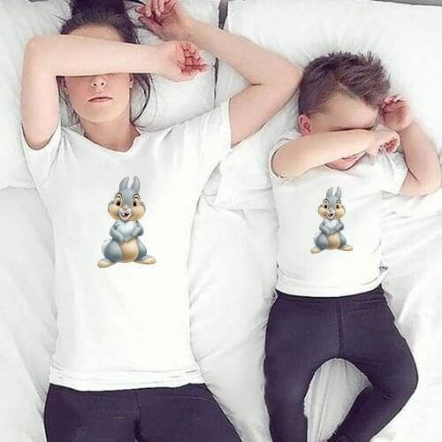 Disney Bambi Deer Rabbit Thumper Fashion T-shirt Teen Children Baby Boy Girls Kids Clothes Adult Unisex Family Matching Clothes