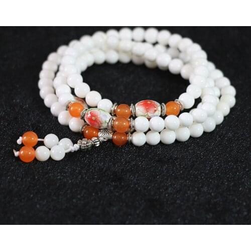 Fashion Multilayer natural stone white round 6mm 108 beads Bracelets Hot sell female bracelets 28inch B787