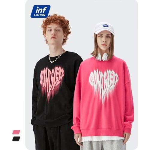 INFLATION Fashion Sweatshirt Man Streetwear Sweatshirts Woman Black Printed Hip Hop Oversized Sweatshirts Men Cool Pullovers