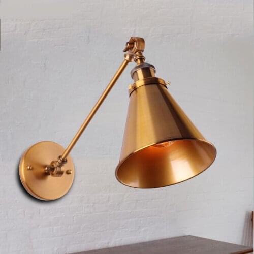 Retro bronze wall lamp fan mechanical arm double wall bar creative personality wall lamp GY8