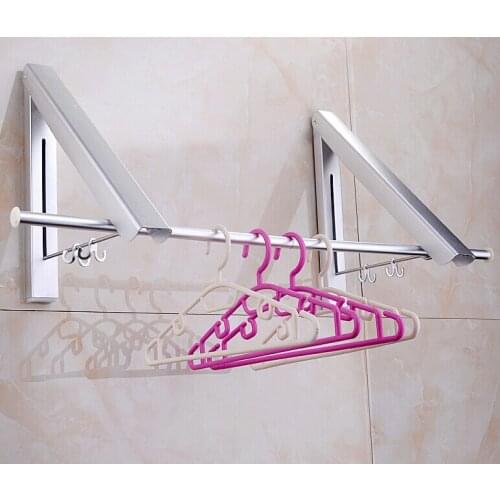 New Wall Mounted Space Aluminum double Clothes Drying Hanger Foldable Laundry Rack with promotion price