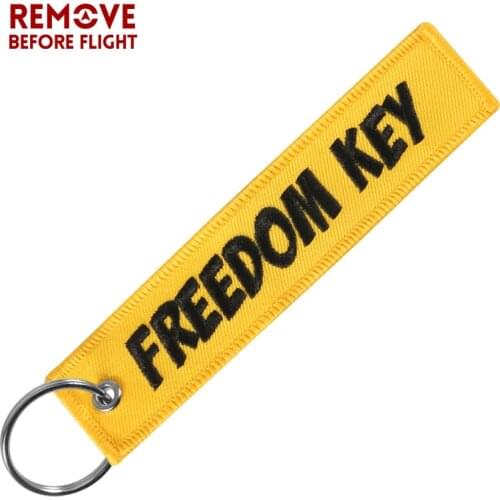 Newest Car keychain Freedom key tag Embroidery yellow key chain key holder key ring for Aviation Gifts Jewelry llavero OEM