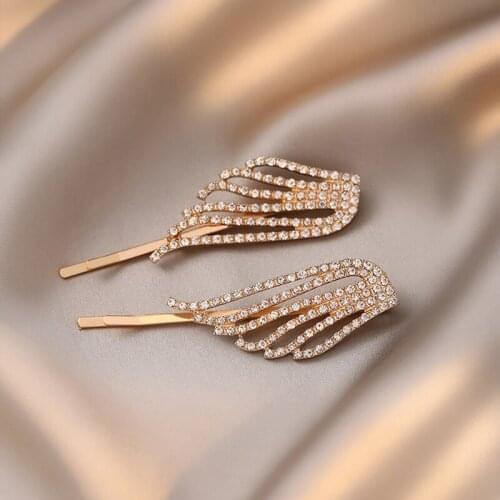 New Fashion Creative Durable Bling Angel Rhinestone Hairpin Alloy Crystal Wings Hair Clips For Women