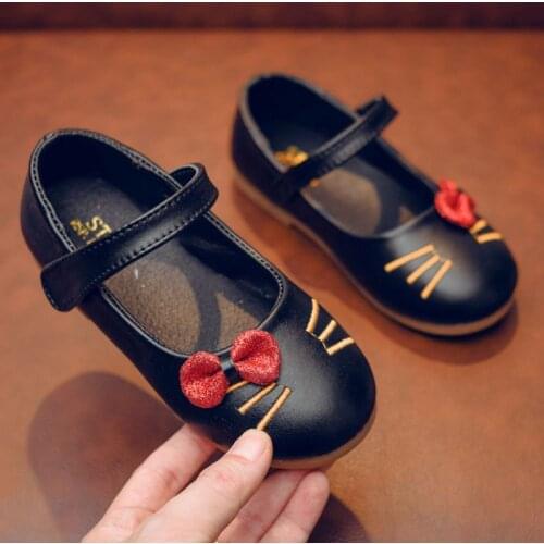 Newest Autumn Girls leather shoes Children girls baby princess bowknot sneakers Cute single shoes Kids dance shoes