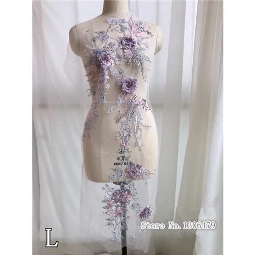 New Design Embroidery Lace Wedding Dress Sequins Applique DIY Bridal Headdress Lace Collar Lace Fabric Patch RS1640