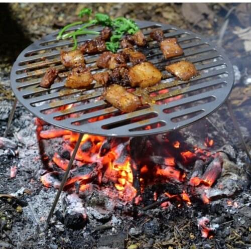 Portable titanium barbecue net folding circular bbq grill outdoor picnic wood stove corrosion-resistant healthy 211