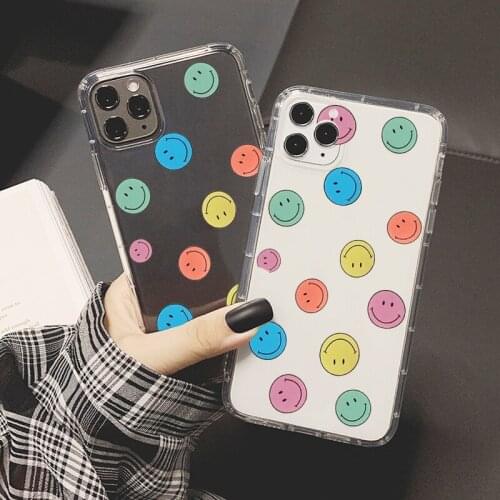 Cute Wave Point Smile Face Clear Phone Case For iPhone XR 12 11 Pro MAX XS X SE20 6 7 8Plus Shockproof Soft Silicone Cover Capa