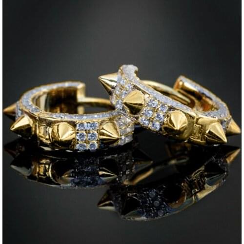 Huitan Simple Round Circle Rivet Earrings for Women/Men Micro Paved CZ Stone Shiny Small Hoop Earrings Fashion Jewelry Unisex