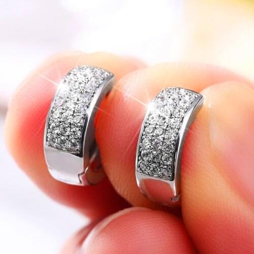 Huitan Simple Fashion Hoops Earrings Women Full CZ Zirconia Versatile Girl Accessories Teens Jewelry Delicate Gift Drop Shipping