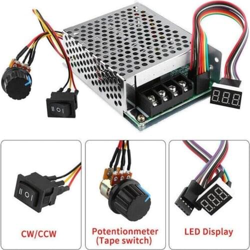 PWM 10V-55V 12V 24V 36V 48V 40A Stepless DC Motor Speed Controller with Forward-Brake-Reverse Switch Ajustable Digital Display