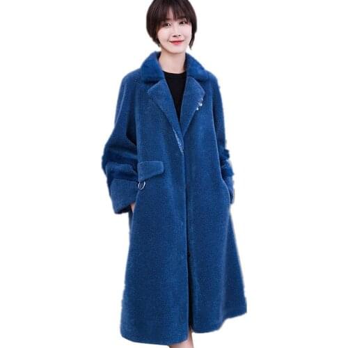 Luxury 2020 Real Wool Fur Coat Female Long Lamb Fur Coats Warm Winter Jacket Women Natural Mink Fur Collar 18037 WYQ1795 s