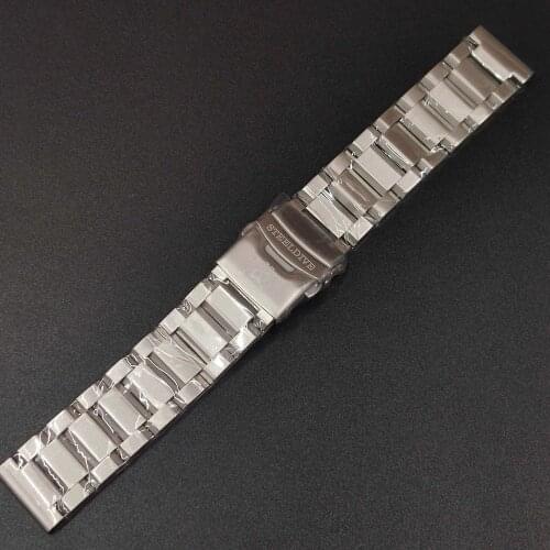 STEELDIVE SD2605 Stainless Steel Replacement Bracelet 22MM Fully Brushed Flat Head Link Folding Clasp with Safety for Dive Watch