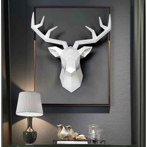 Resin Art Geometric Deer Head Home Decor Decoration Room Figurines For Interior Desk Accessories Statue Sculptures Nordic Living
