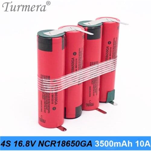 Turmera 4S 14.4V 16.8V 3500mAh NCR18650GA Rechargeable Lithium Battery 10A Current apply to Drill Screwdriver and Air Drone Use