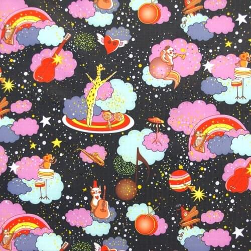 1 yard Polyester/PVC coated Waterproof Fabric for bag,- Cartoon - Animal on black background (width=140cm) (W503D)