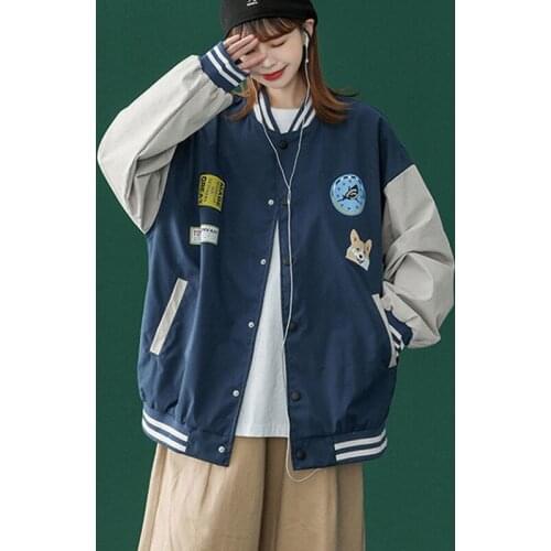 Womens Baseball Uniform Spring Autumn NiceJacket Women New Vintage Loose Harajuku BF Basic Coat Women Windbreaker Coat